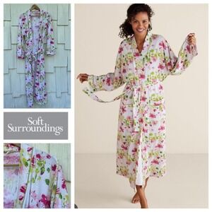 Soft Surroundings Floral Cotton‎ Painterly Robe Small